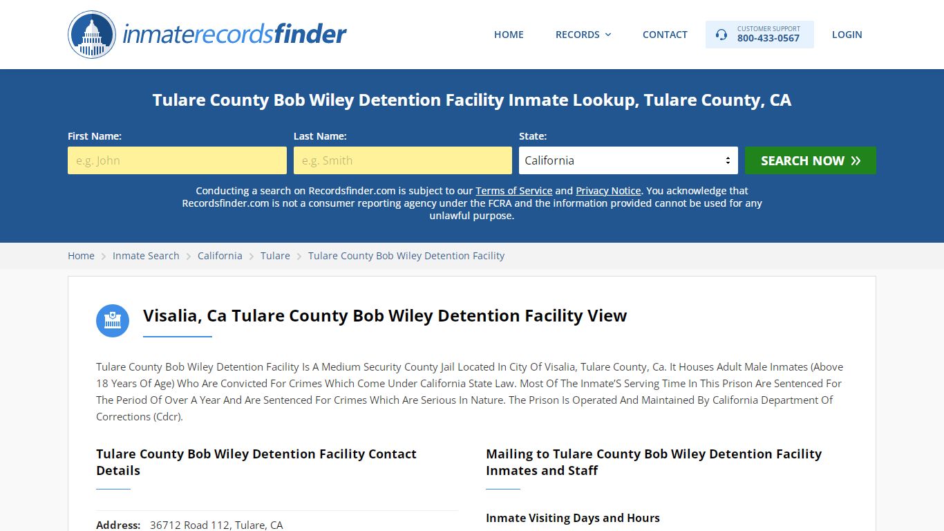 Tulare County Bob Wiley Detention Facility Roster & Inmate ...