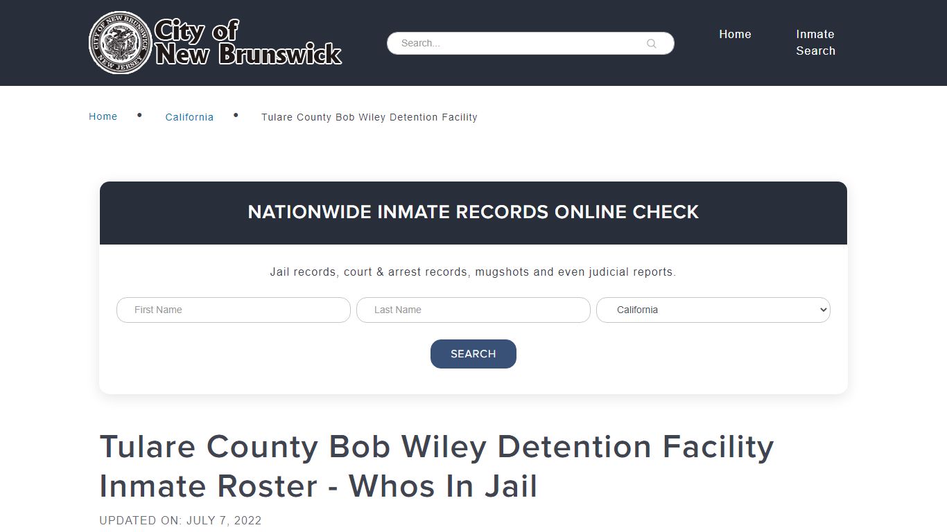 Tulare County Bob Wiley Detention Facility Inmate Roster ...